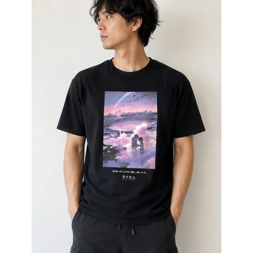 Uniqlo UT Your Name Kimi No Na Wa Anime Graphic T-Shirt Black Size Large